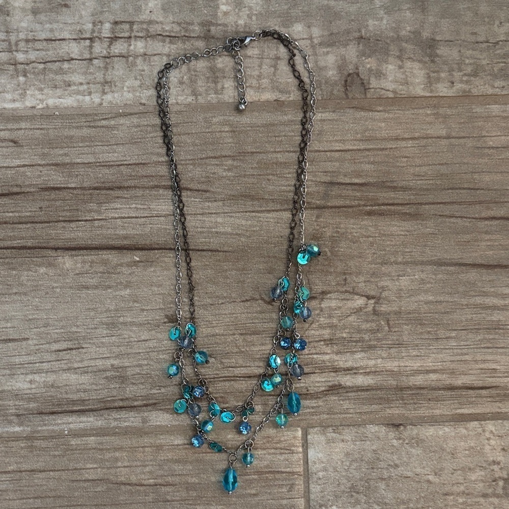 Elegant Silver and Blue Antique Vintage Necklace- 9” 🔴